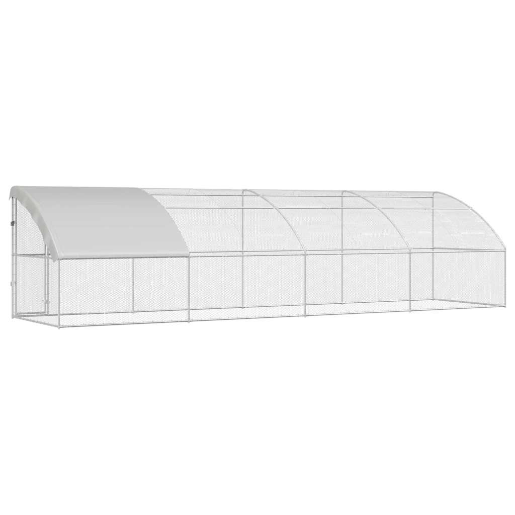 Klec na kuřata 4 pcs Stříbrná 800 x 200 x 200 cm Ocel a PE