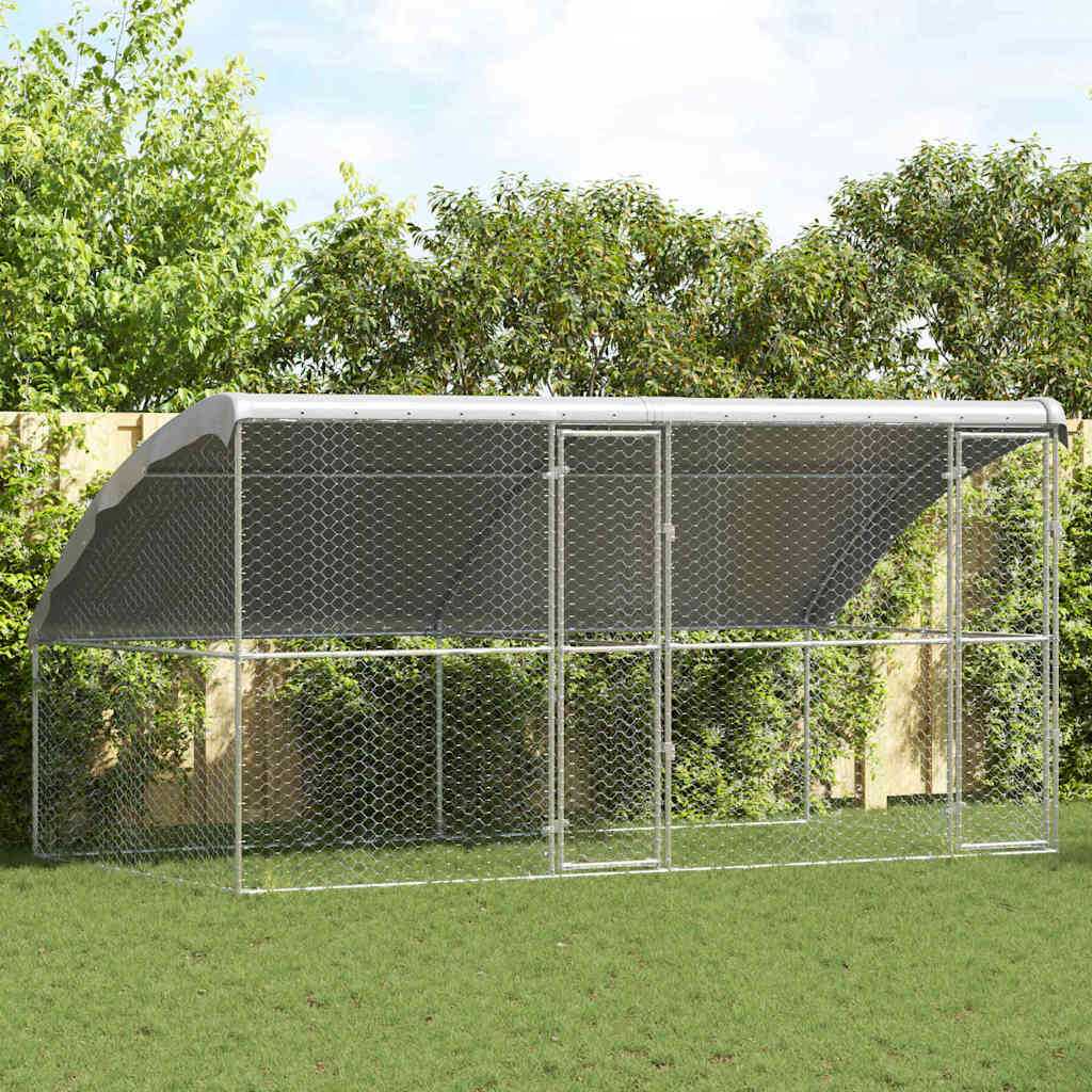 Psí kennel 2 pcs Stříbrná 4 x 2 x 2 m Pozinkovaná ocel