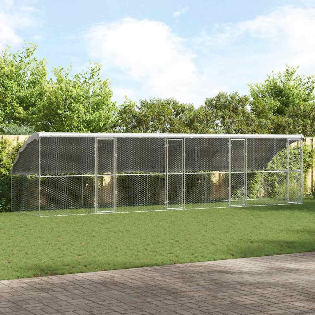 Psí kennel 4 pcs Stříbrná 8 x 2 x 2 m Pozinkovaná ocel