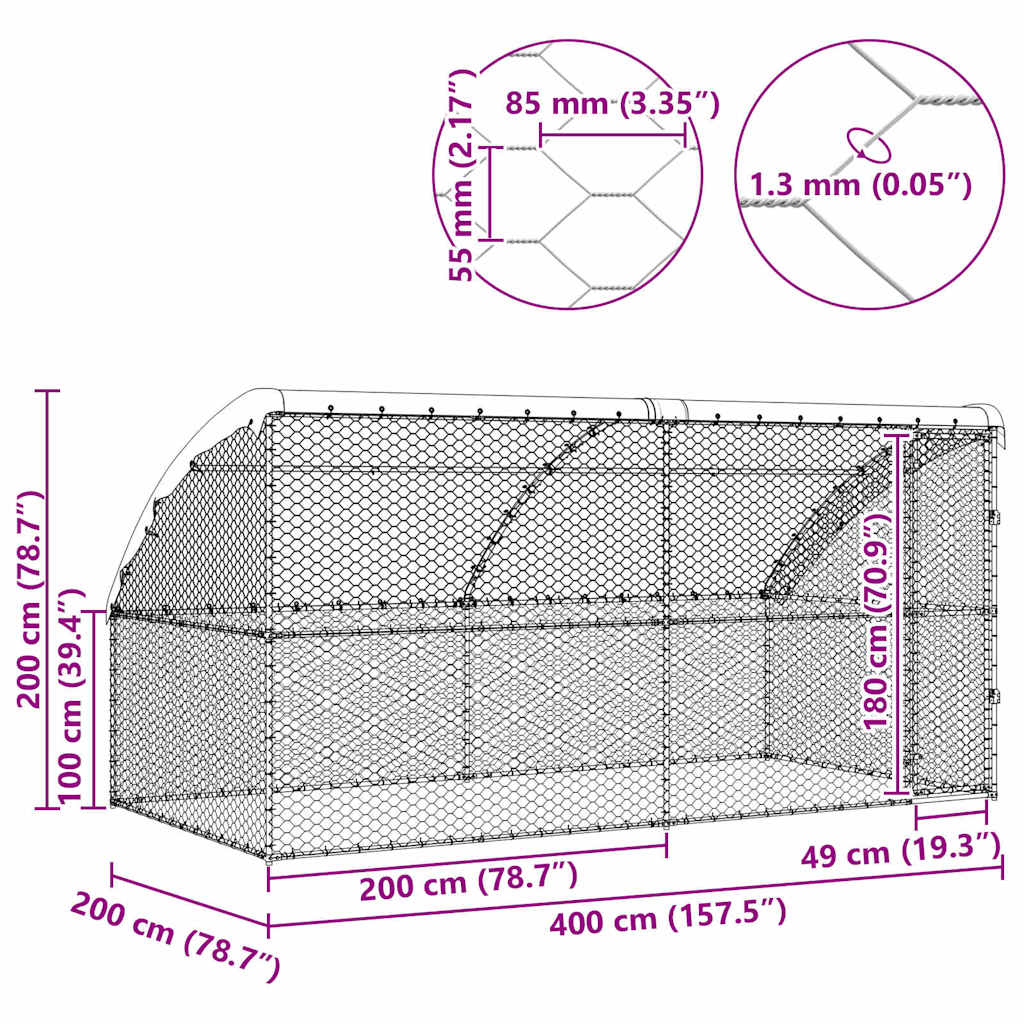 Psí kennel 2 pcs Stříbrná 4 x 2 x 2 m Pozinkovaná ocel