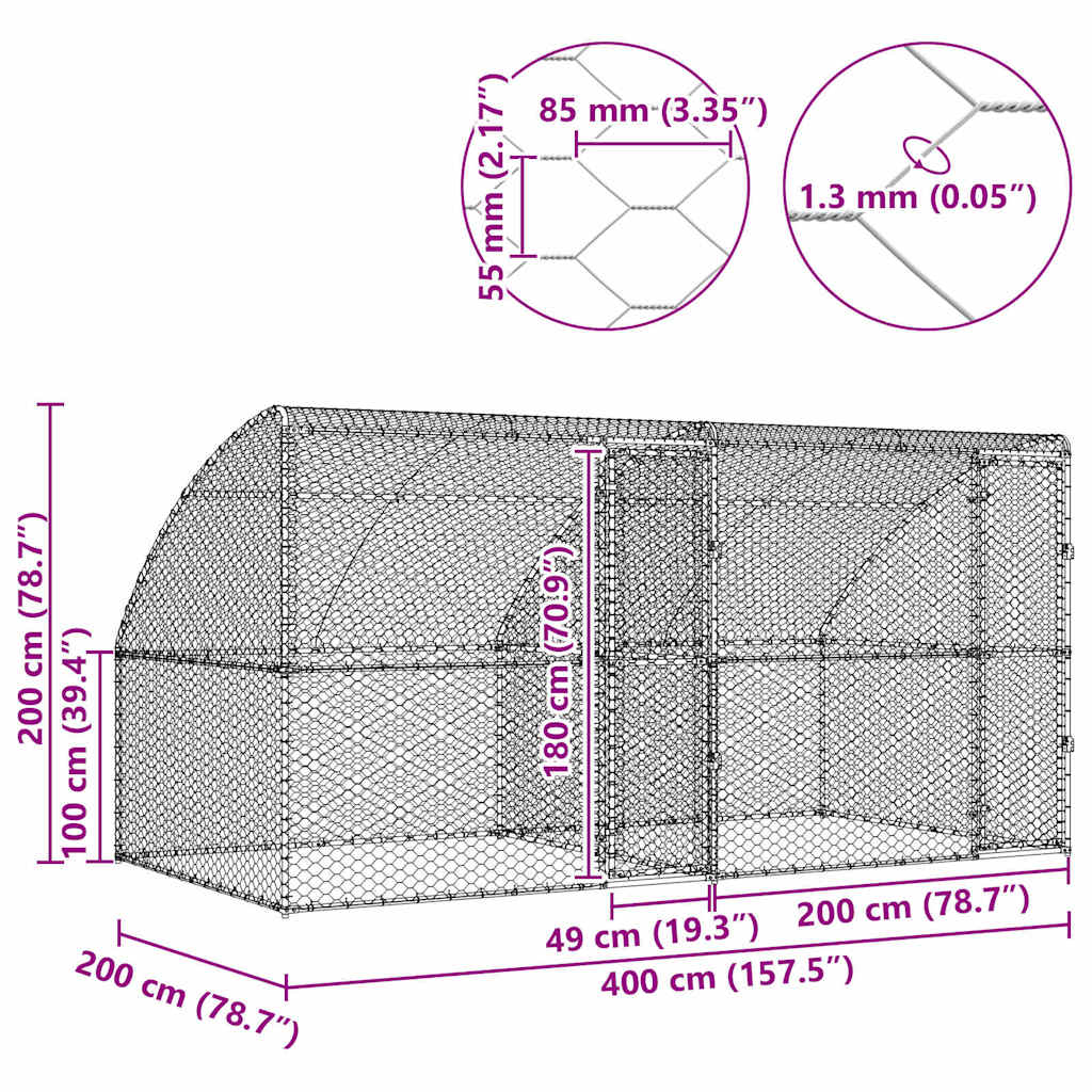 Psí kennel 2 pcs Stříbrná 4 x 2 x 2 m Pozinkovaná ocel