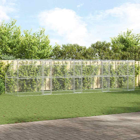 Psí kennel 4 pcs Stříbrná 8 x 2 x 2 m Pozinkovaná ocel