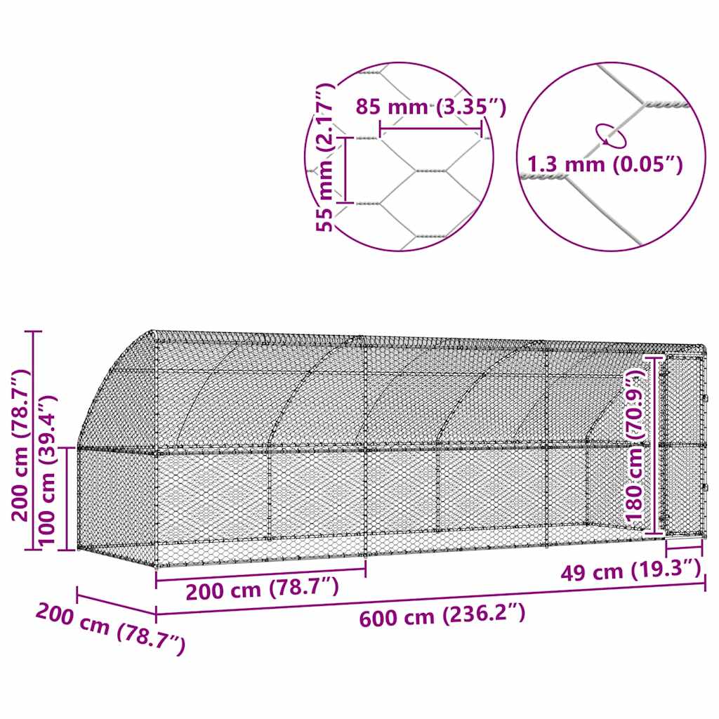 Psí kennel 3 pcs Stříbrná 6 x 2 x 2 m Pozinkovaná ocel