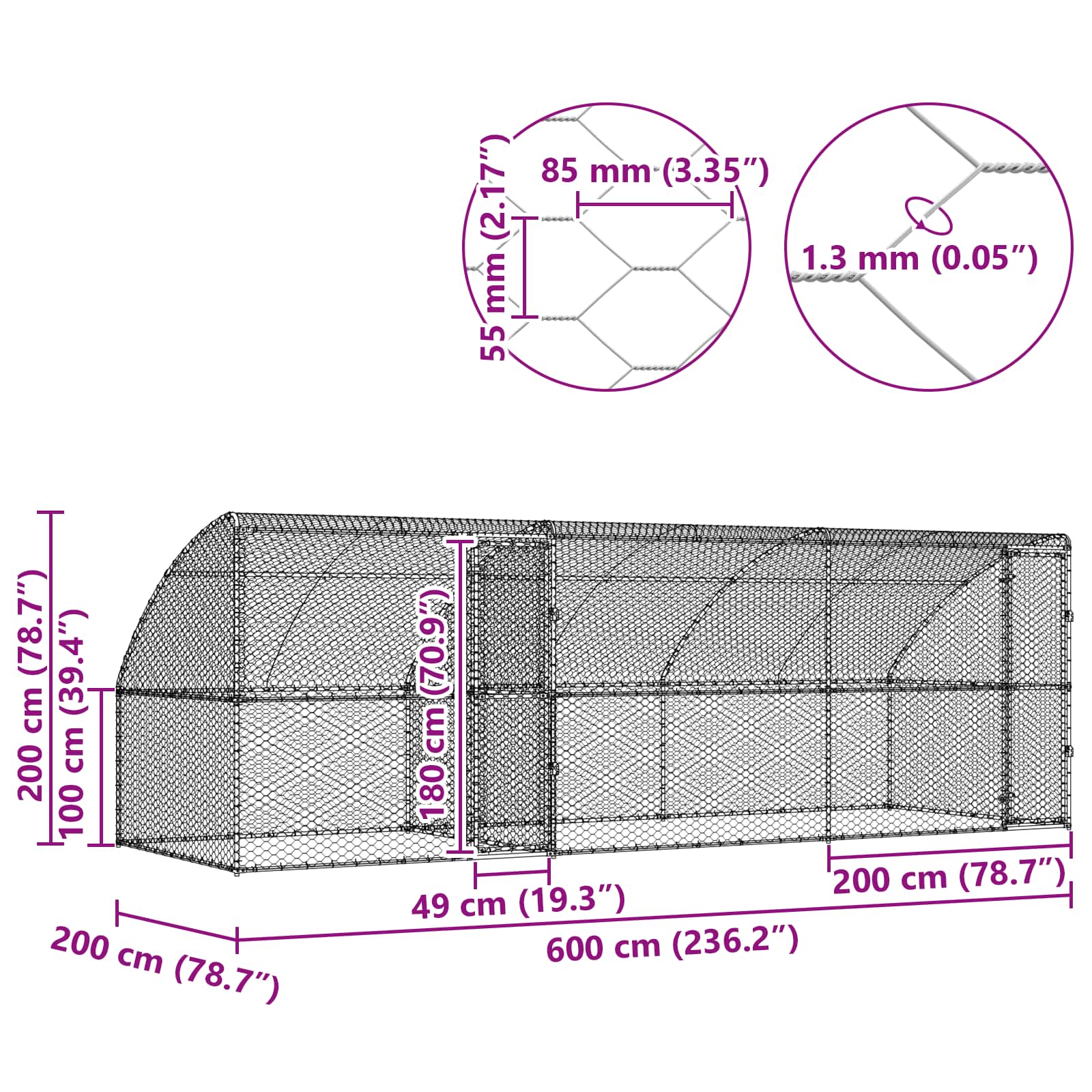 Psí kennel 3 pcs Stříbrná 6 x 2 x 2 m Pozinkovaná ocel