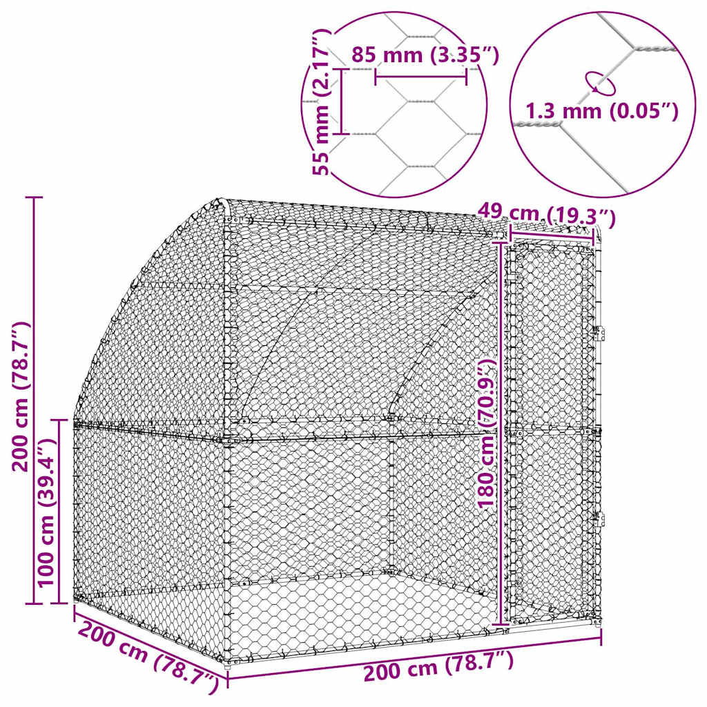 Psí kennel s úložištěm Stříbrná 2 x 2 x 2 m Pozinkovaná ocel