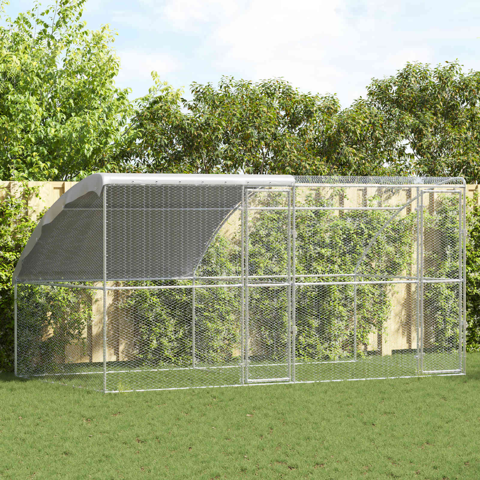 Klec na kuřata 2 pcs Stříbrná 400 x 200 x 200 cm Ocel a PE