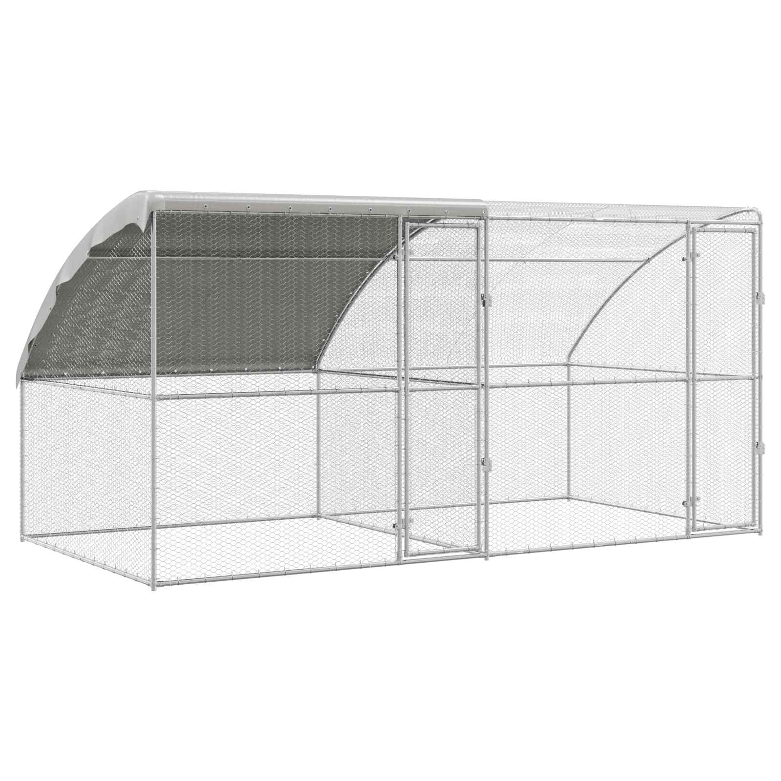 Klec na kuřata 2 pcs Stříbrná 400 x 200 x 200 cm Ocel a PE