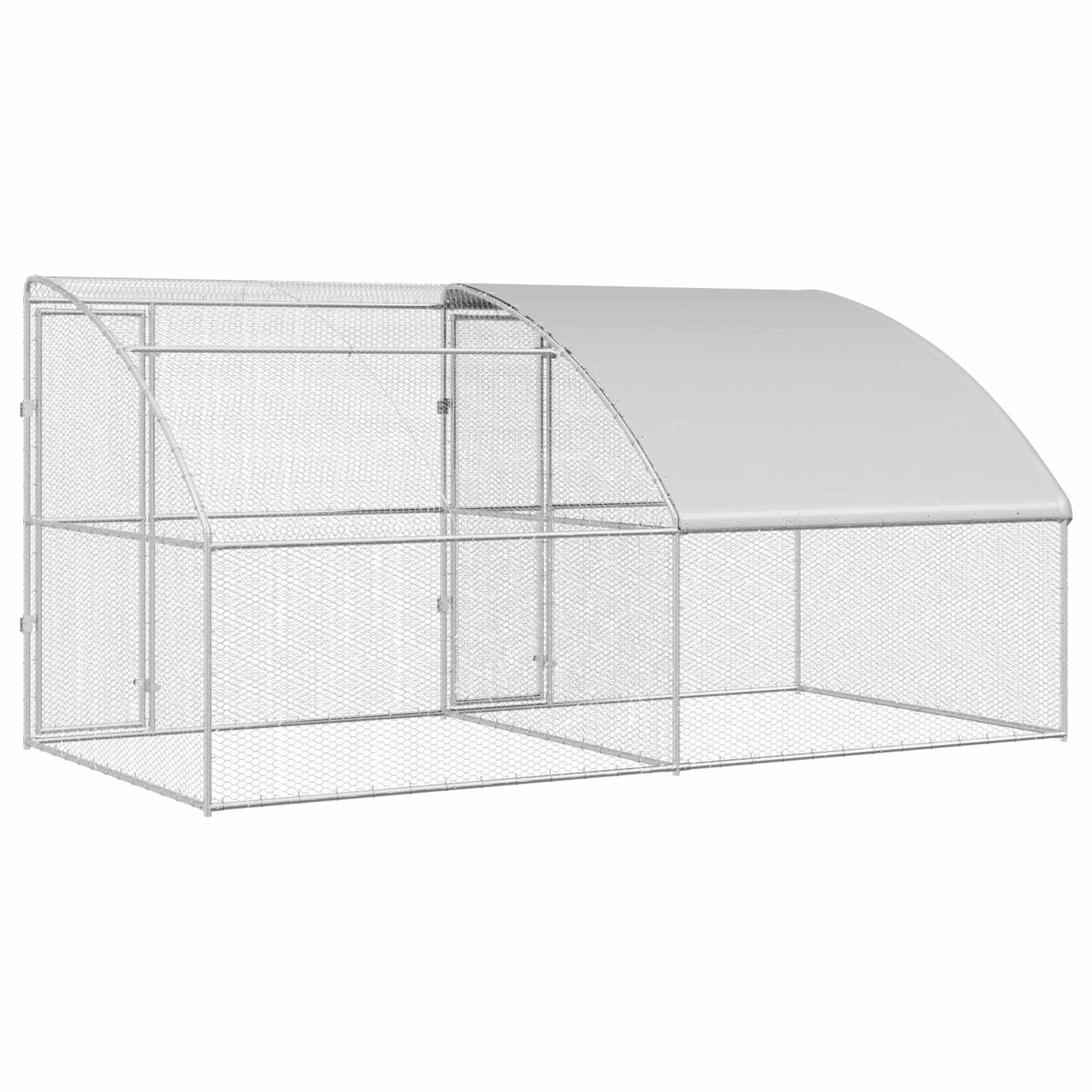 Klec na kuřata 2 pcs Stříbrná 400 x 200 x 200 cm Ocel a PE