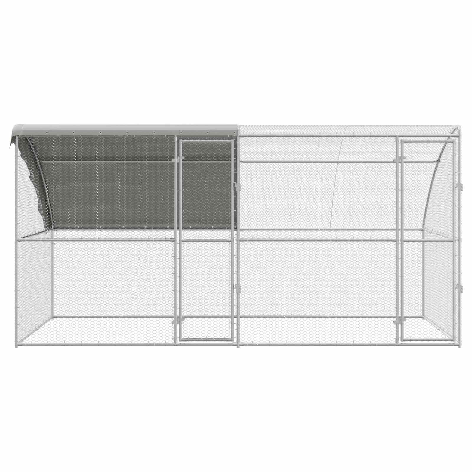 Klec na kuřata 2 pcs Stříbrná 400 x 200 x 200 cm Ocel a PE