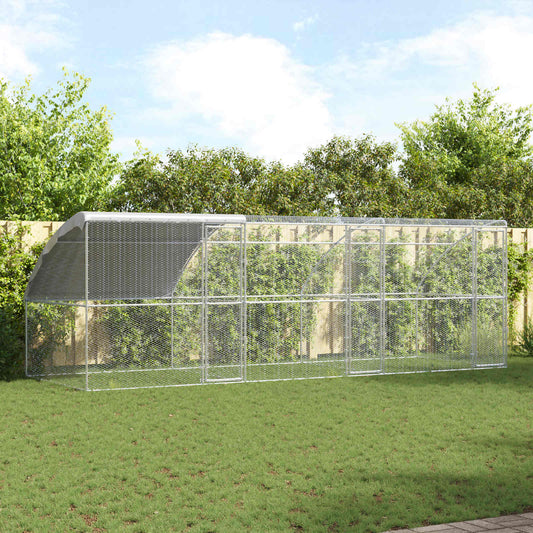Klec na kuřata 3 pcs Stříbrná 600 x 200 x 200 cm Ocel a PE