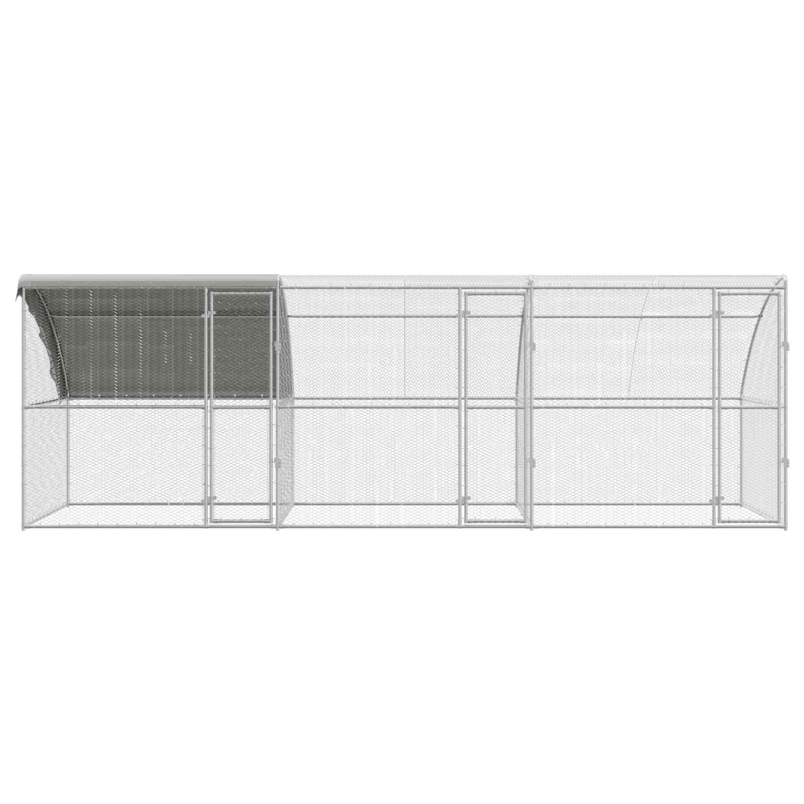 Klec na kuřata 3 pcs Stříbrná 600 x 200 x 200 cm Ocel a PE