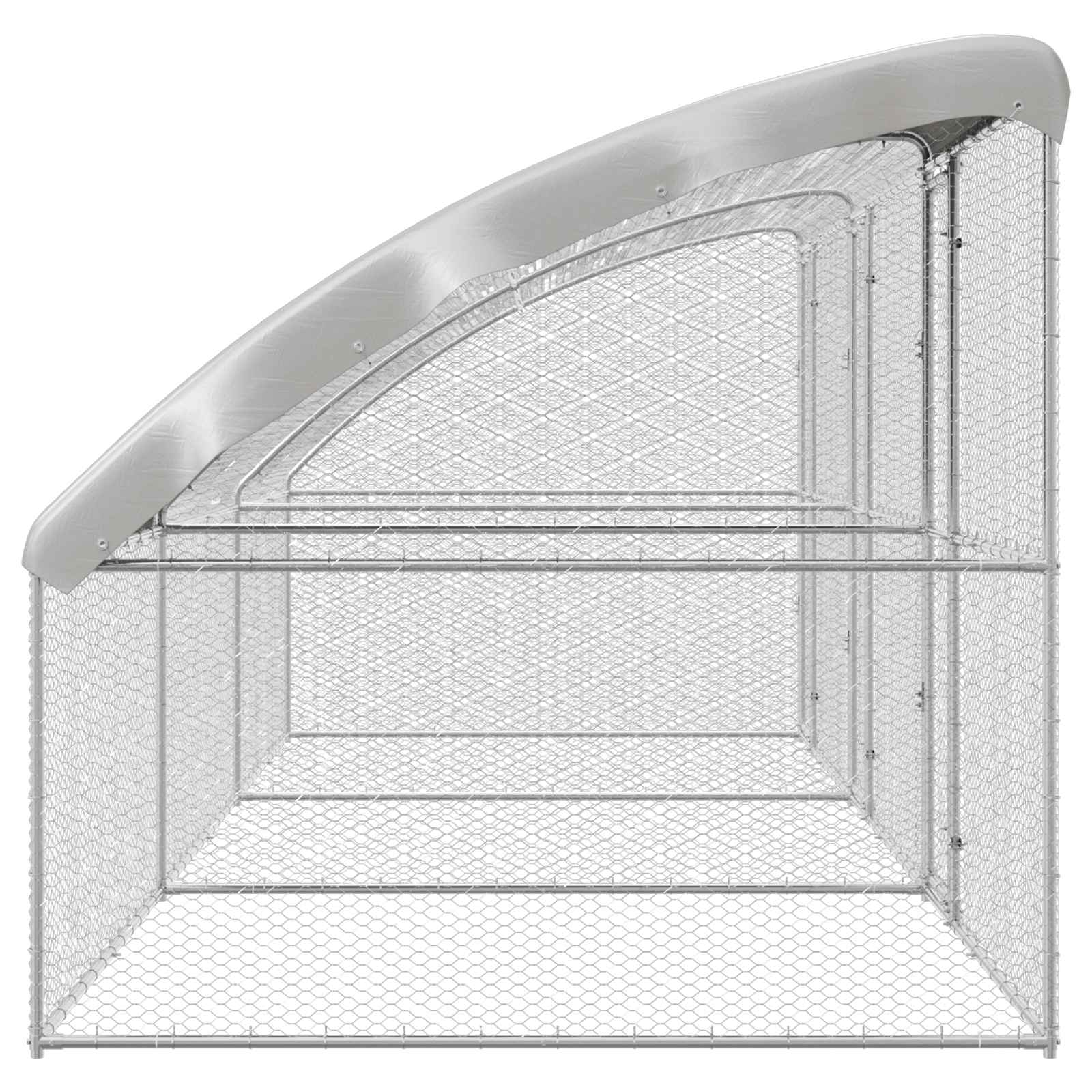 Klec na kuřata 3 pcs Stříbrná 600 x 200 x 200 cm Ocel a PE