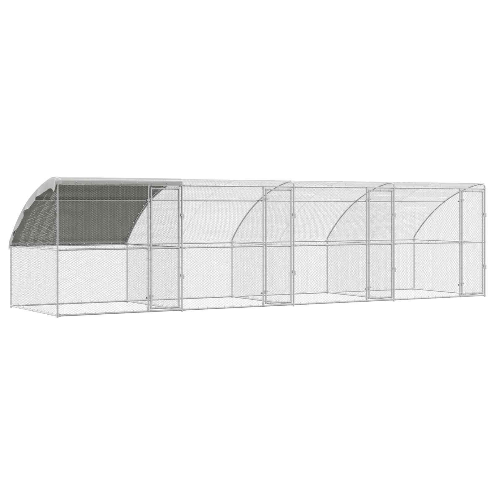 Klec na kuřata 4 pcs Stříbrná 800 x 200 x 200 cm Ocel a PE