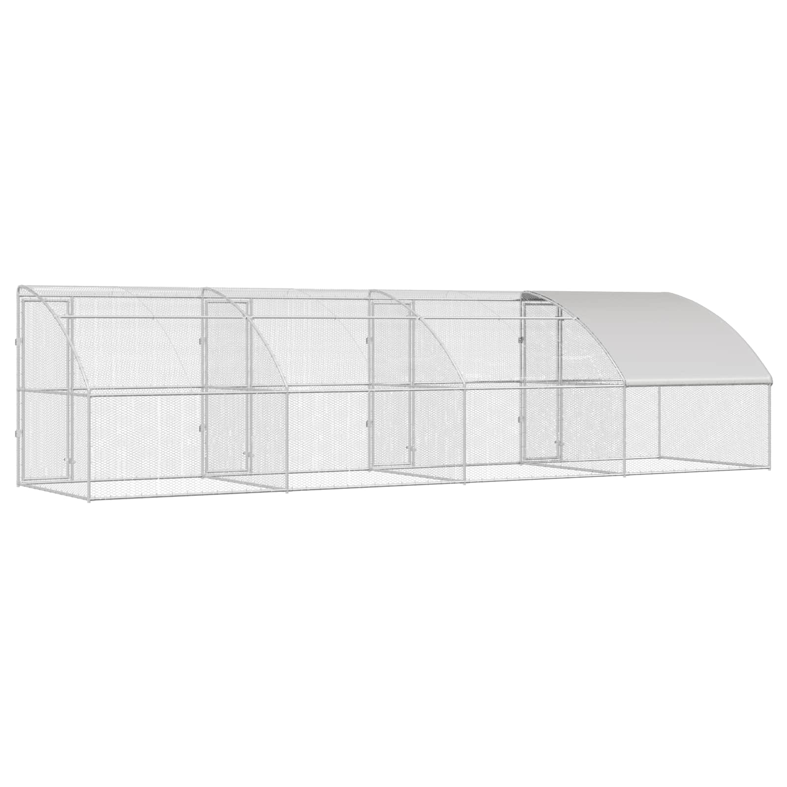 Klec na kuřata 4 pcs Stříbrná 800 x 200 x 200 cm Ocel a PE