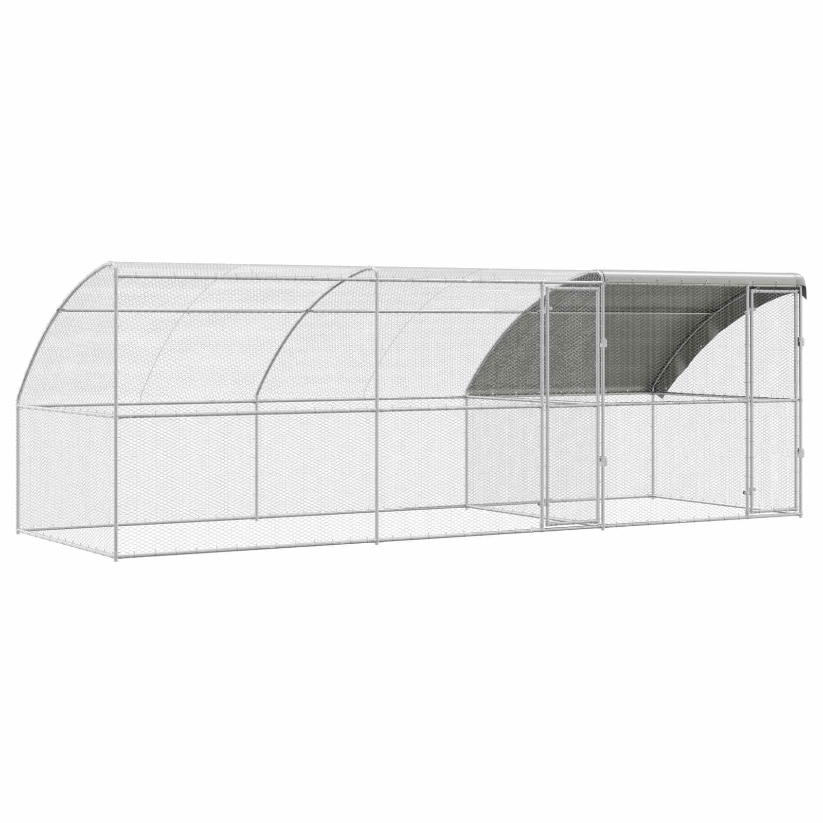 Klec na kuřata 3 pcs Stříbrná 600 x 200 x 200 cm Ocel a PE
