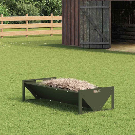 Žlab pro hospodářská zvířata Olivově zelená 108 x 50 x 28 cm