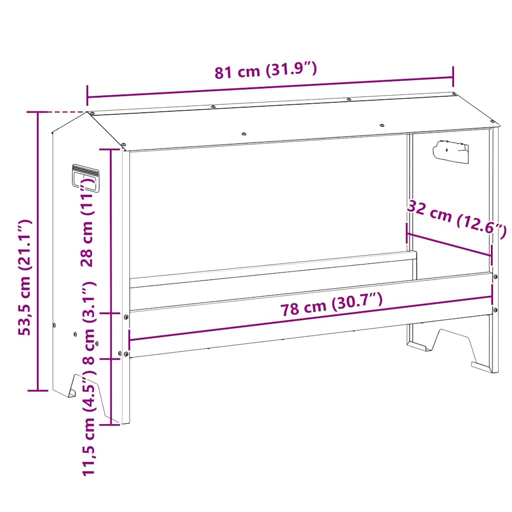 Krmný žlab pro kuře Černá 81 x 32 x 53,5 cm