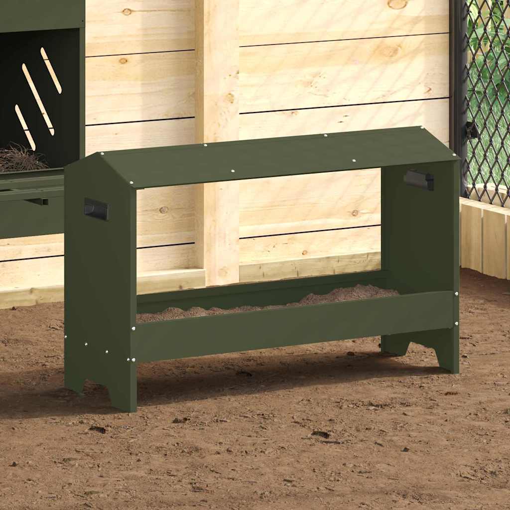 Krmný žlab pro kuře Olivově zelená 81 x 32 x 53,5 cm