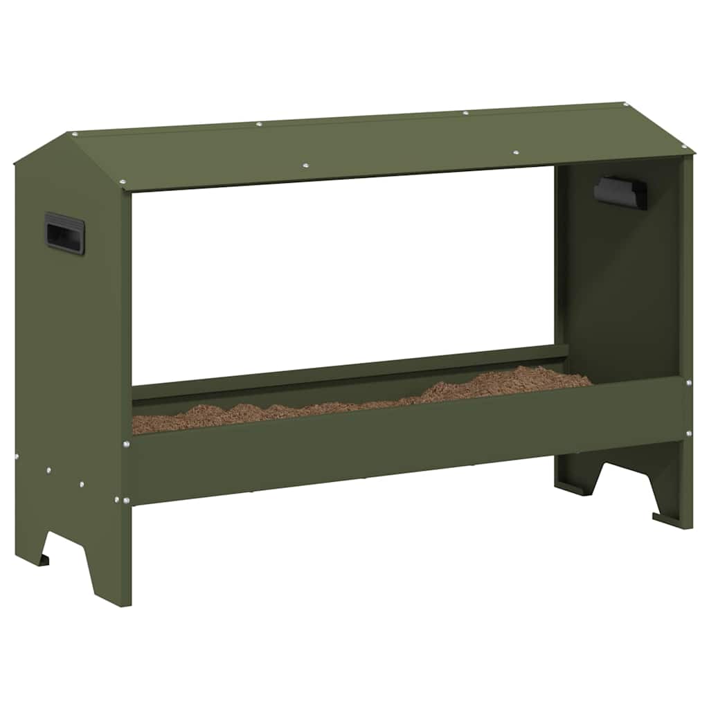 Krmný žlab pro kuře Olivově zelená 81 x 32 x 53,5 cm