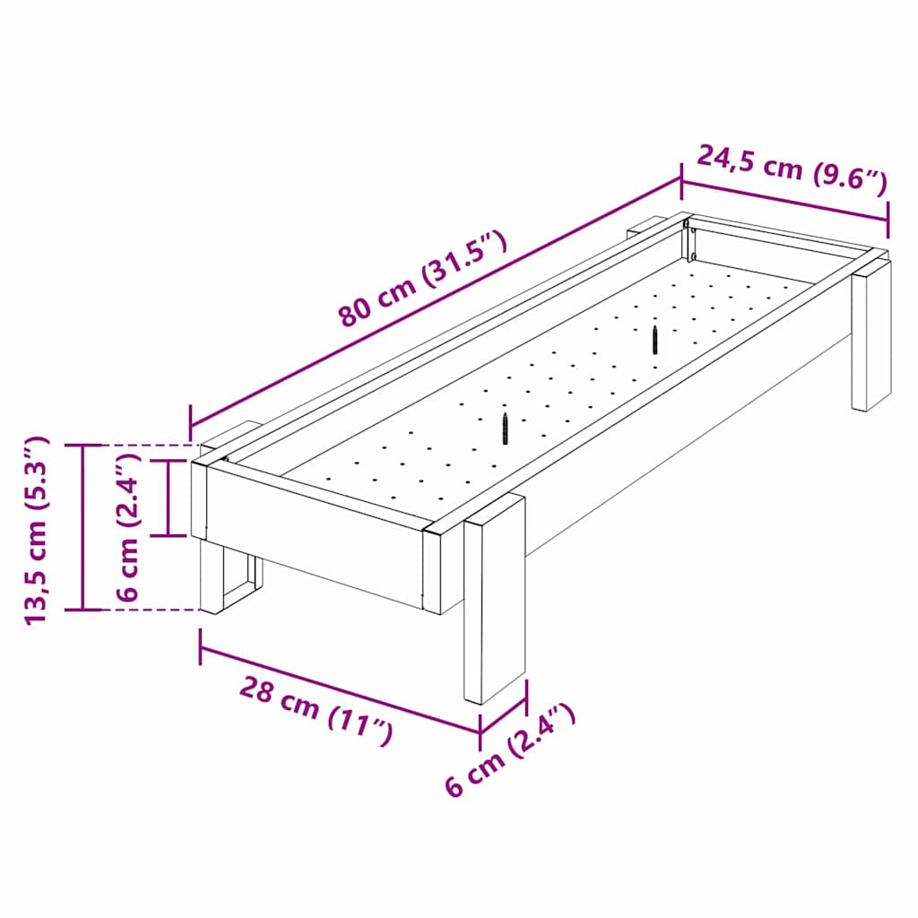 Krmný žlab pro kuře Černá 80 x 28 x 13.5 cm