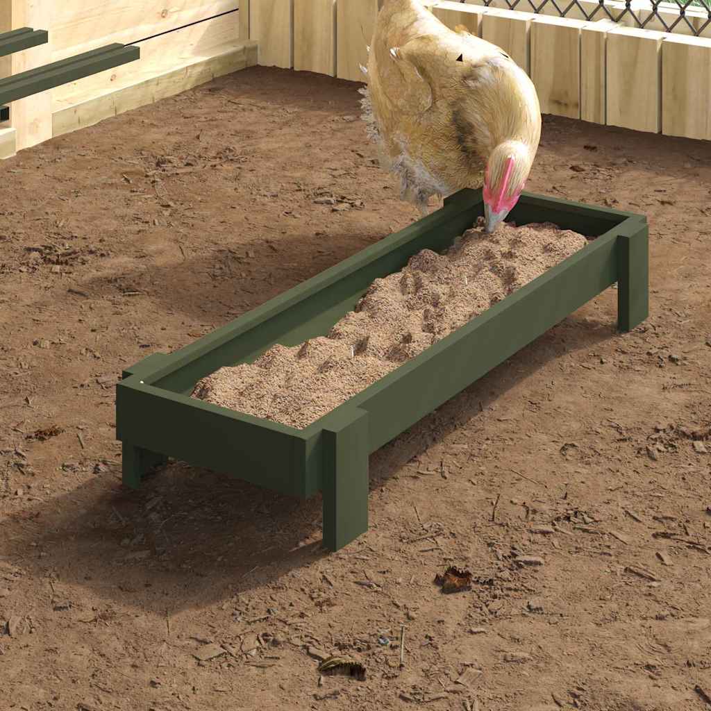 Krmný žlab pro kuře Olivově zelená 80 x 28 x 13.5 cm