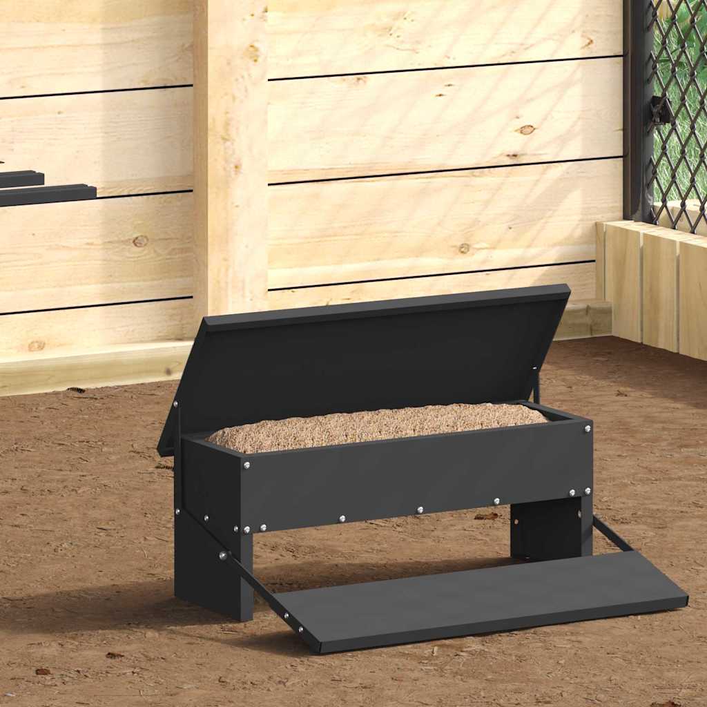 Zásobník pro slepice s pedálem Černá 48,5 x 39,5 x 19 cm