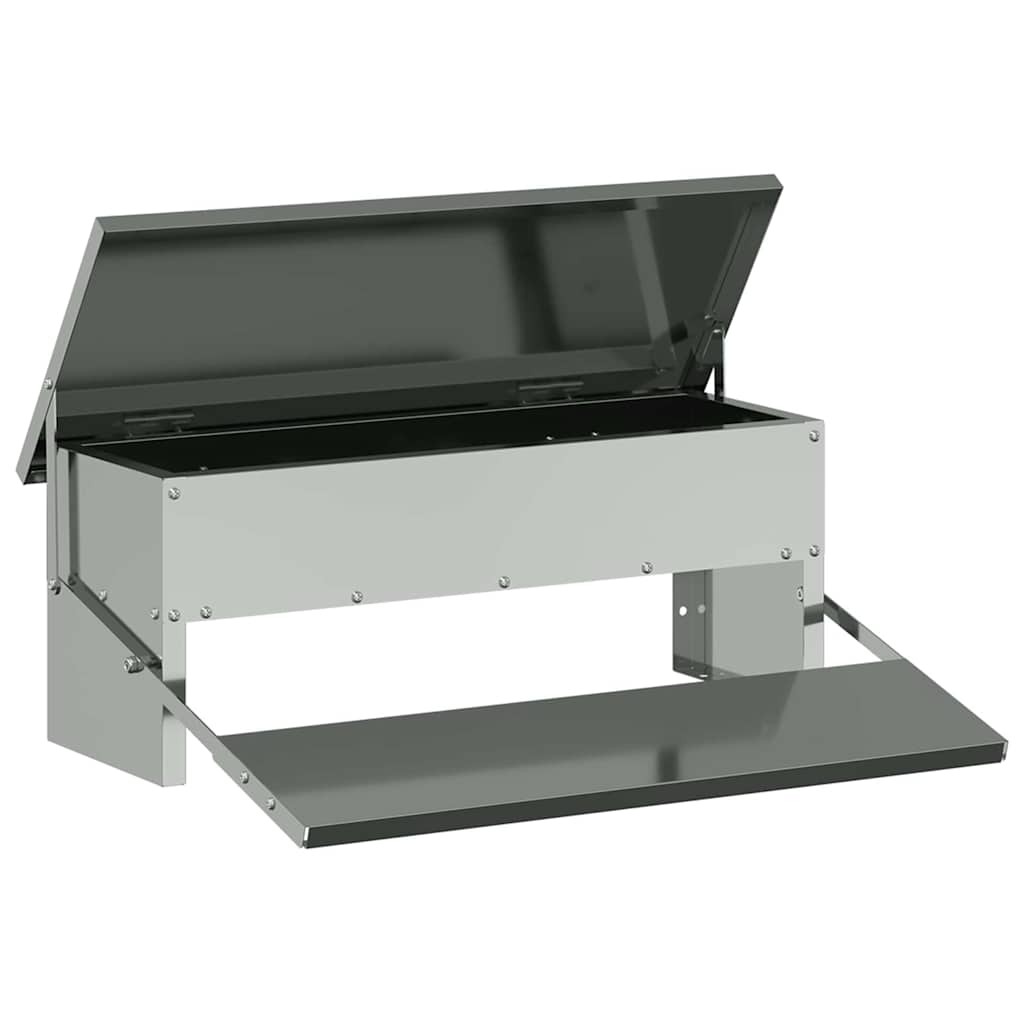 Zásobník pro slepice s pedálem Stříbrná 48,5 x 39,5 x 19 cm