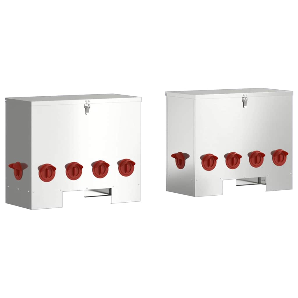 Krmítko pro slepice 2 pcs Stříbrná 60,5 x 29 x 51 cm