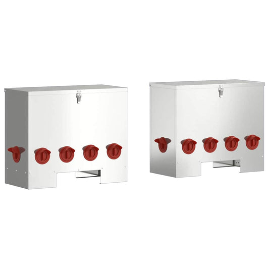 Krmítko pro slepice 2 pcs Stříbrná 60,5 x 29 x 51 cm
