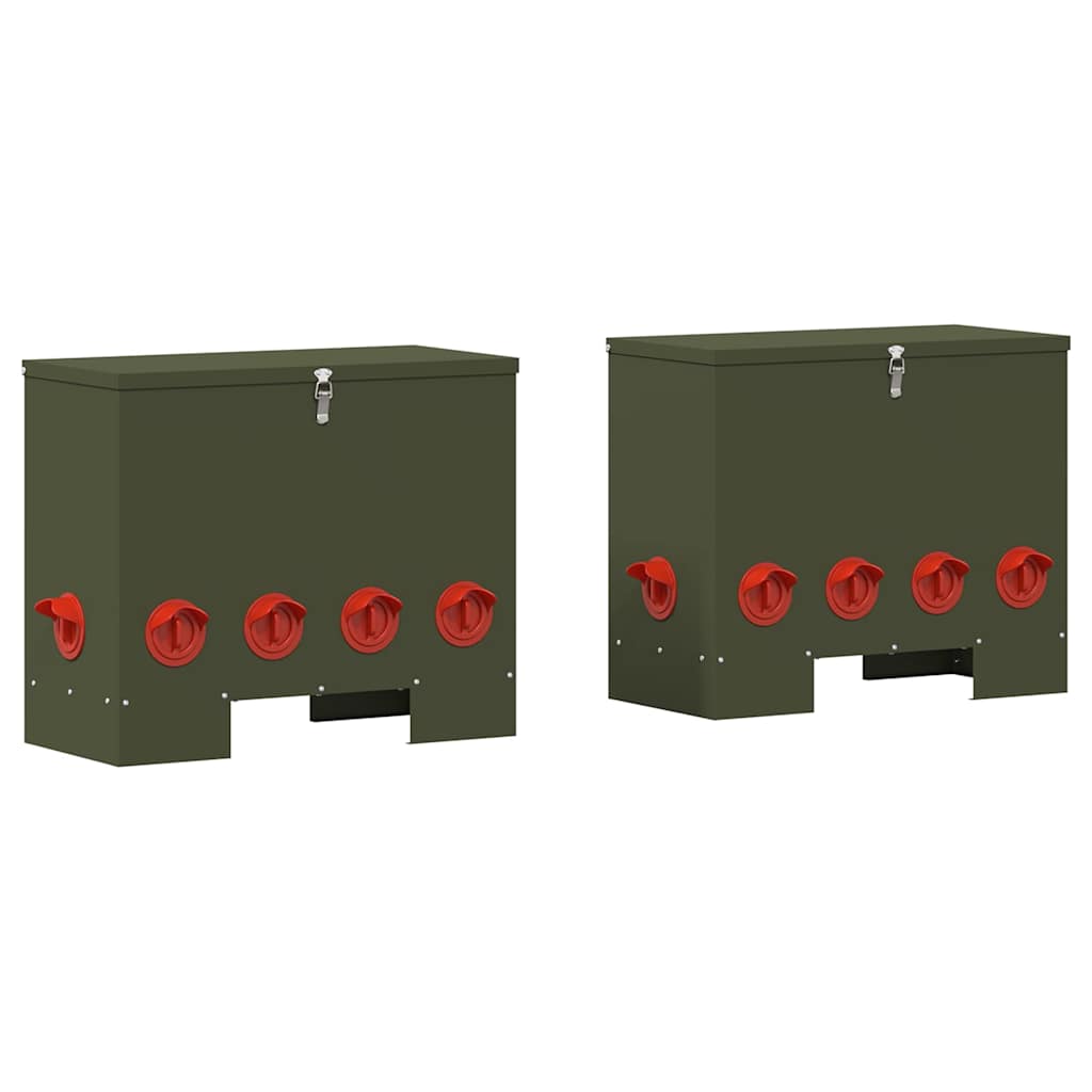 Krmítko pro slepice 2 pcs Olivově zelená 60,5 x 29 x 51 cm