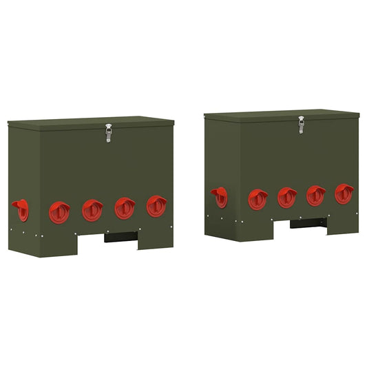 Krmítko pro slepice 2 pcs Olivově zelená 60,5 x 29 x 51 cm