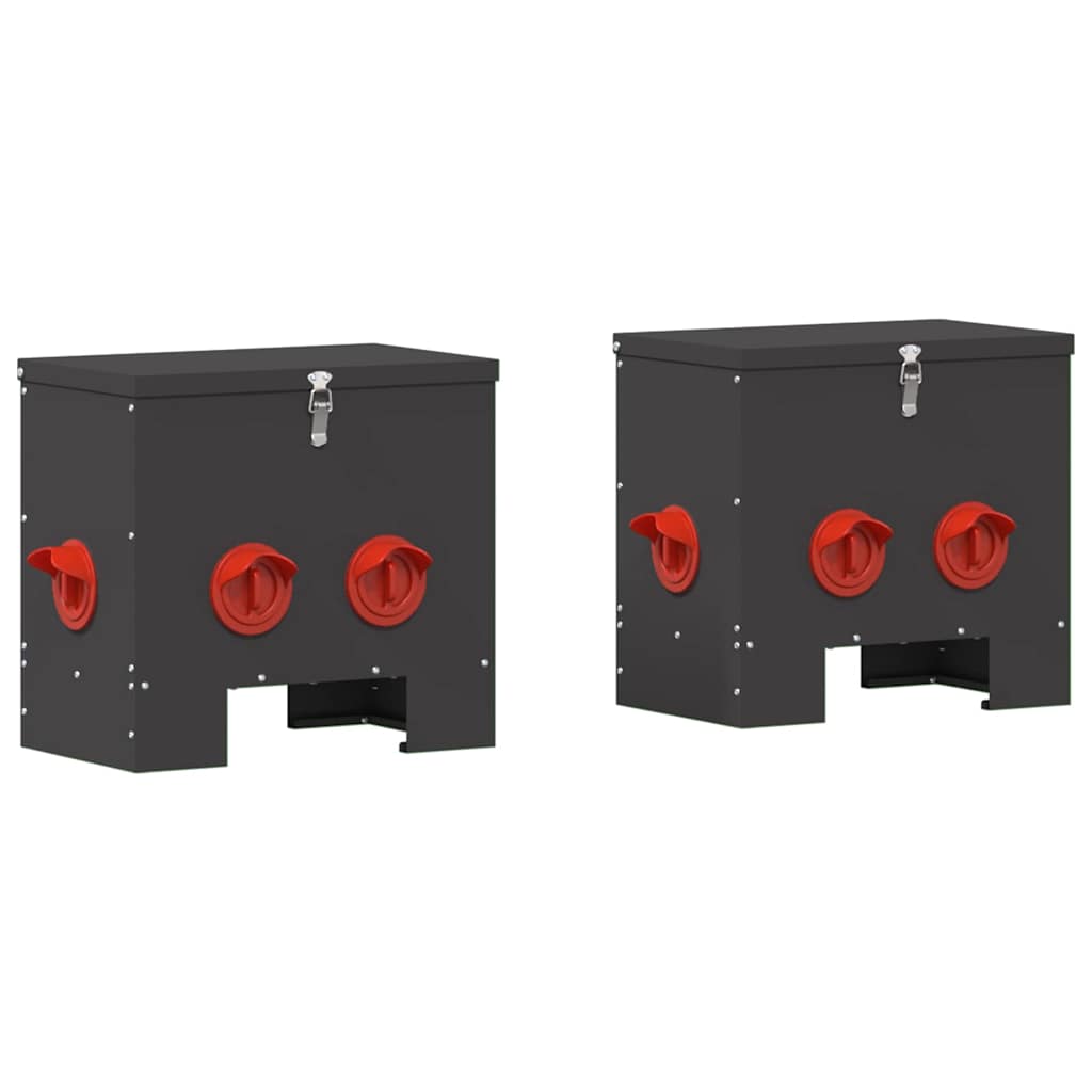Krmítko pro slepice 2 pcs Černá 40,5 x 25 x 38 cm