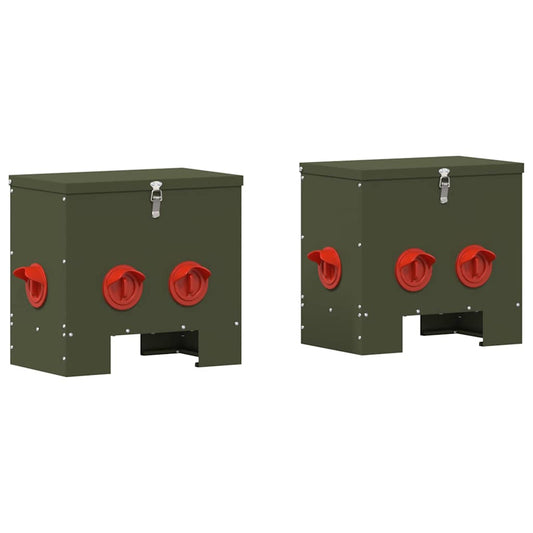Krmítko pro slepice 2 pcs Olivově zelená 40,5 x 25 x 38 cm
