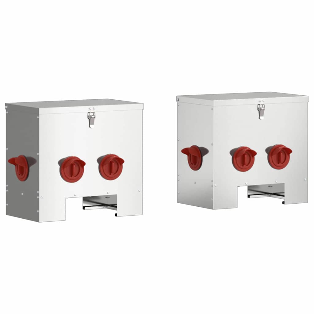Krmítko pro slepice 2 pcs Stříbrná 40,5 x 25 x 38 cm