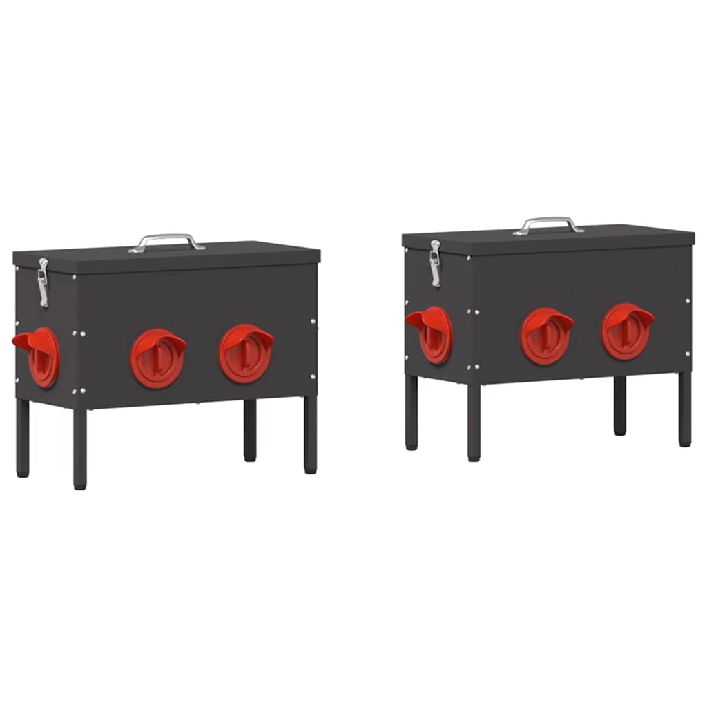 Krmítko pro slepice 2 pcs Černá 41,5 x 20,5 x 33 cm