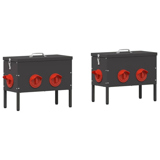 Krmítko pro slepice 2 pcs Černá 41,5 x 20,5 x 33 cm