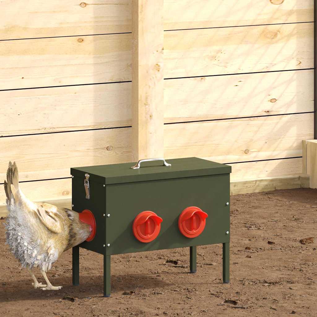 Krmítko pro slepice 2 pcs Olivově zelená 41,5 x 20,5 x 33 cm