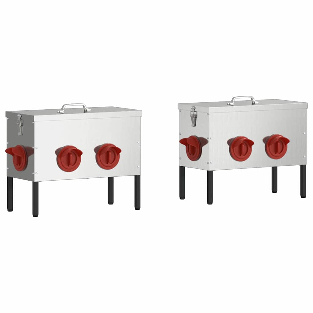 Krmítko pro slepice 2 pcs Stříbrná 41,5 x 20,5 x 33 cm