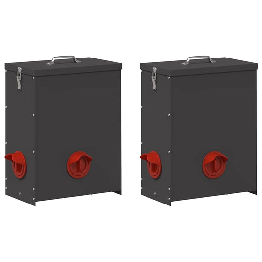 Krmítko pro slepice 2 pcs Černá 32,5 x 20,5 x 43 cm