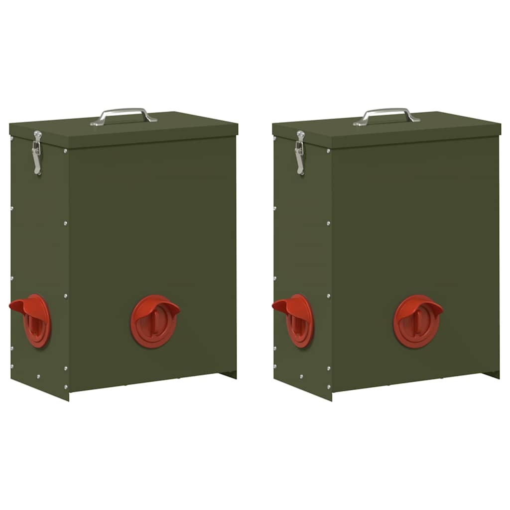 Krmítko pro slepice 2 pcs Olivově zelená 32,5 x 20,5 x 43 cm
