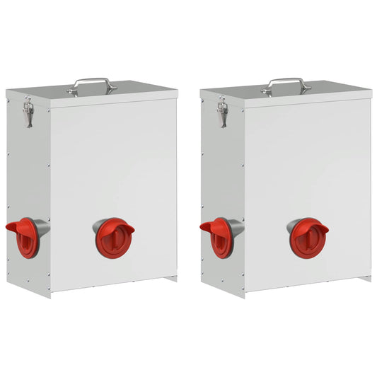 Krmítko pro slepice 2 pcs Stříbrná 32,5 x 20,5 x 43 cm