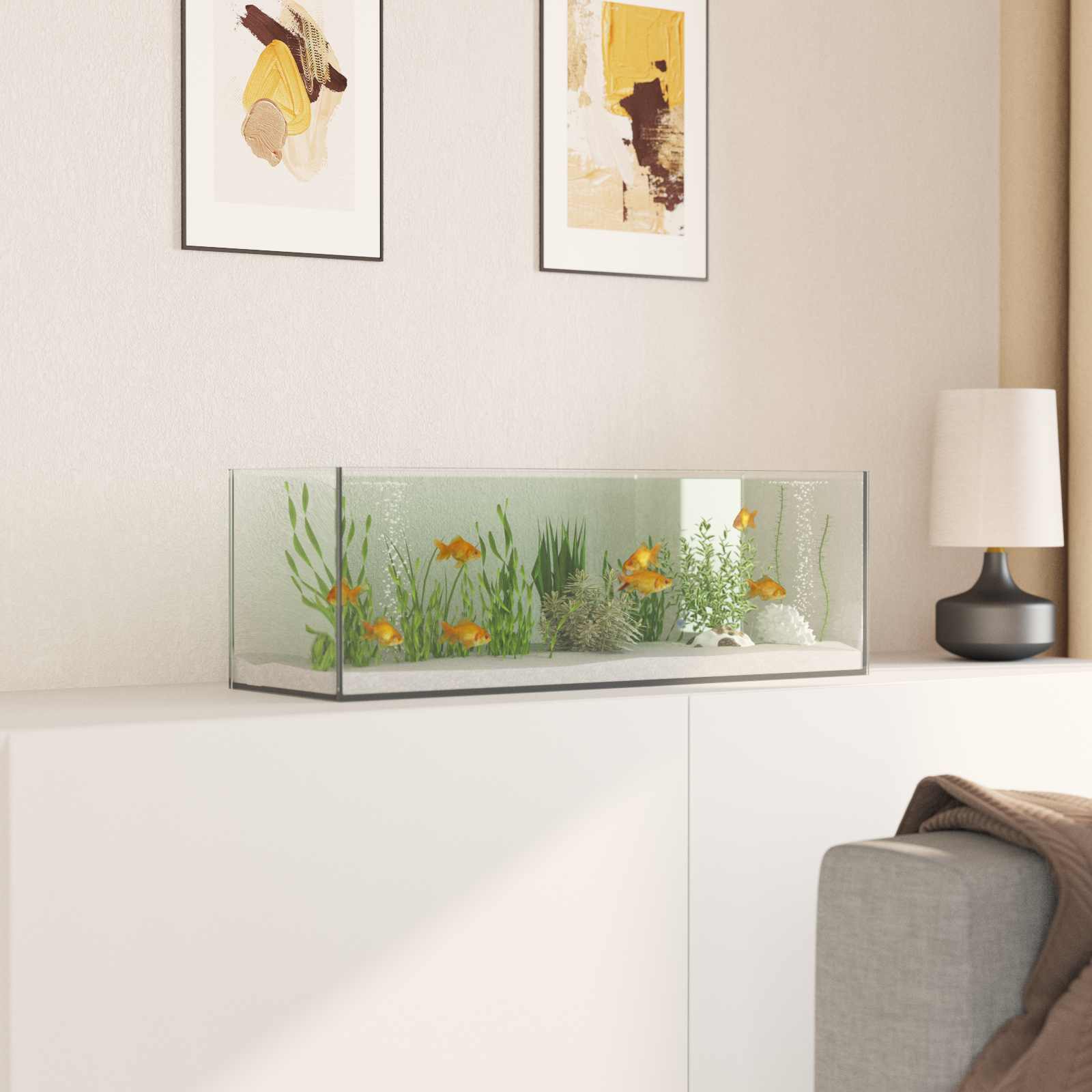 Akvárium s úložištěm Transparentní 60 x 20 x 20 cm Sklo