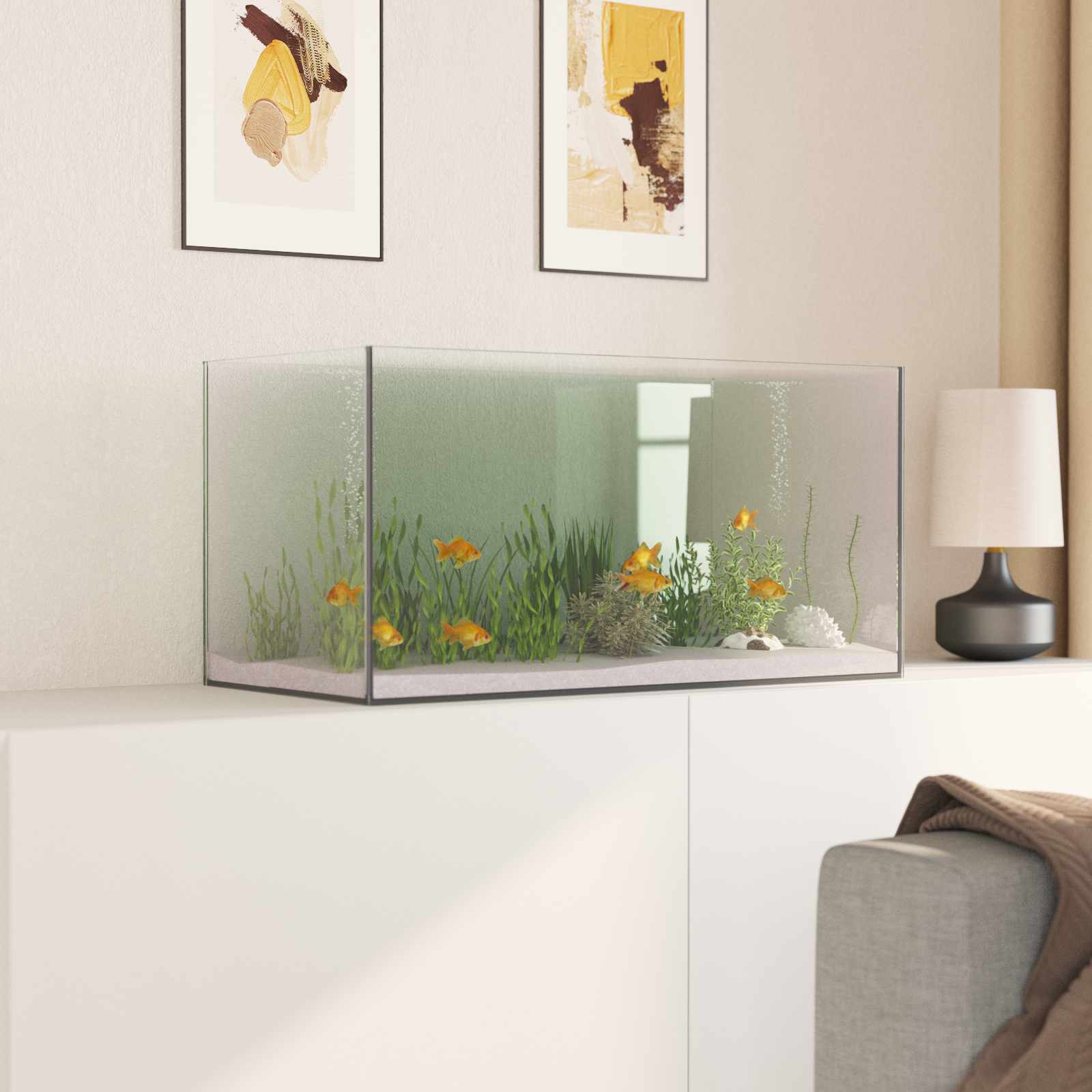 Akvárium S Úložištěm Transparentní 60 X 30 X 30 Cm Sklo