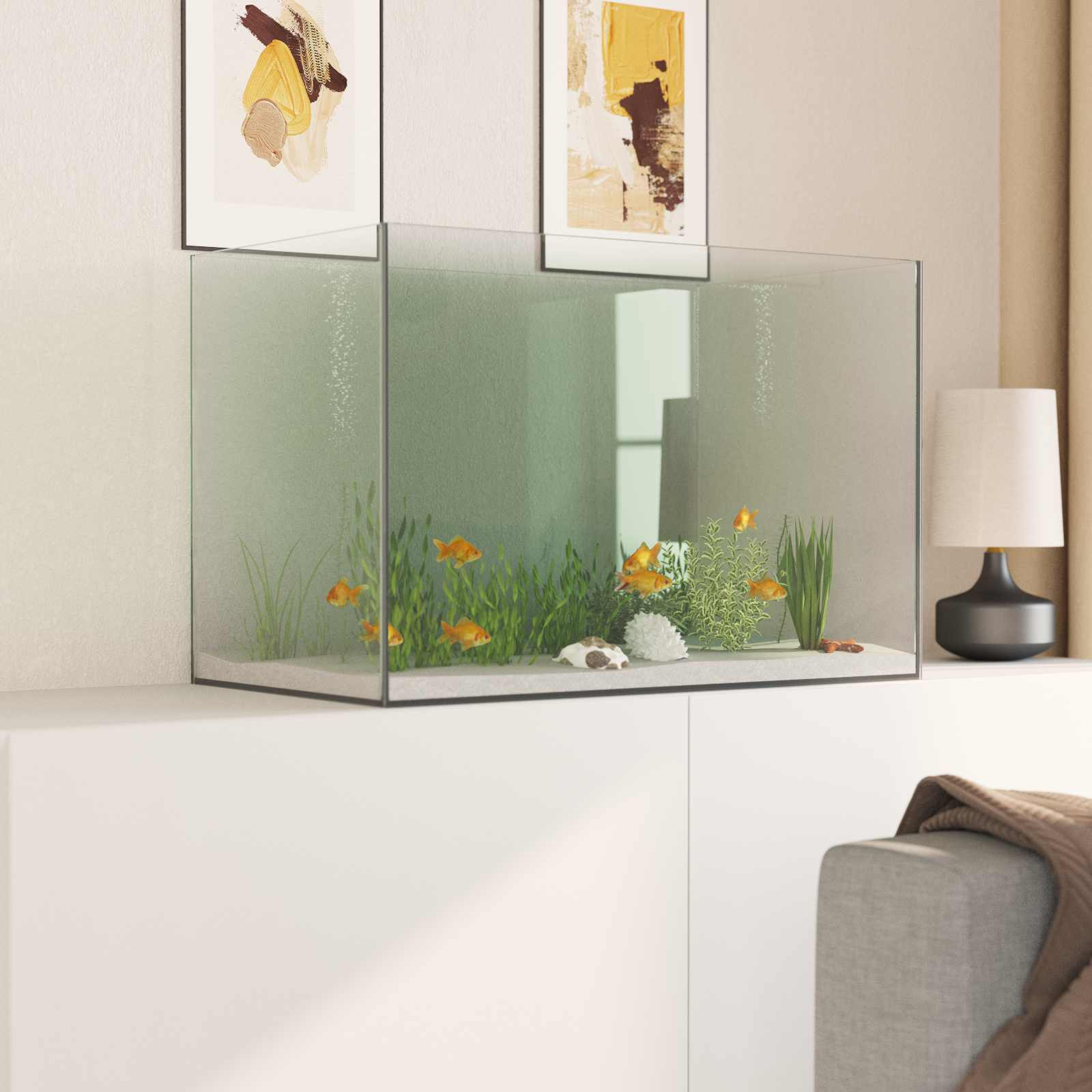 Akvárium S Úložištěm Transparentní 60 X 35 X 40 Cm Sklo