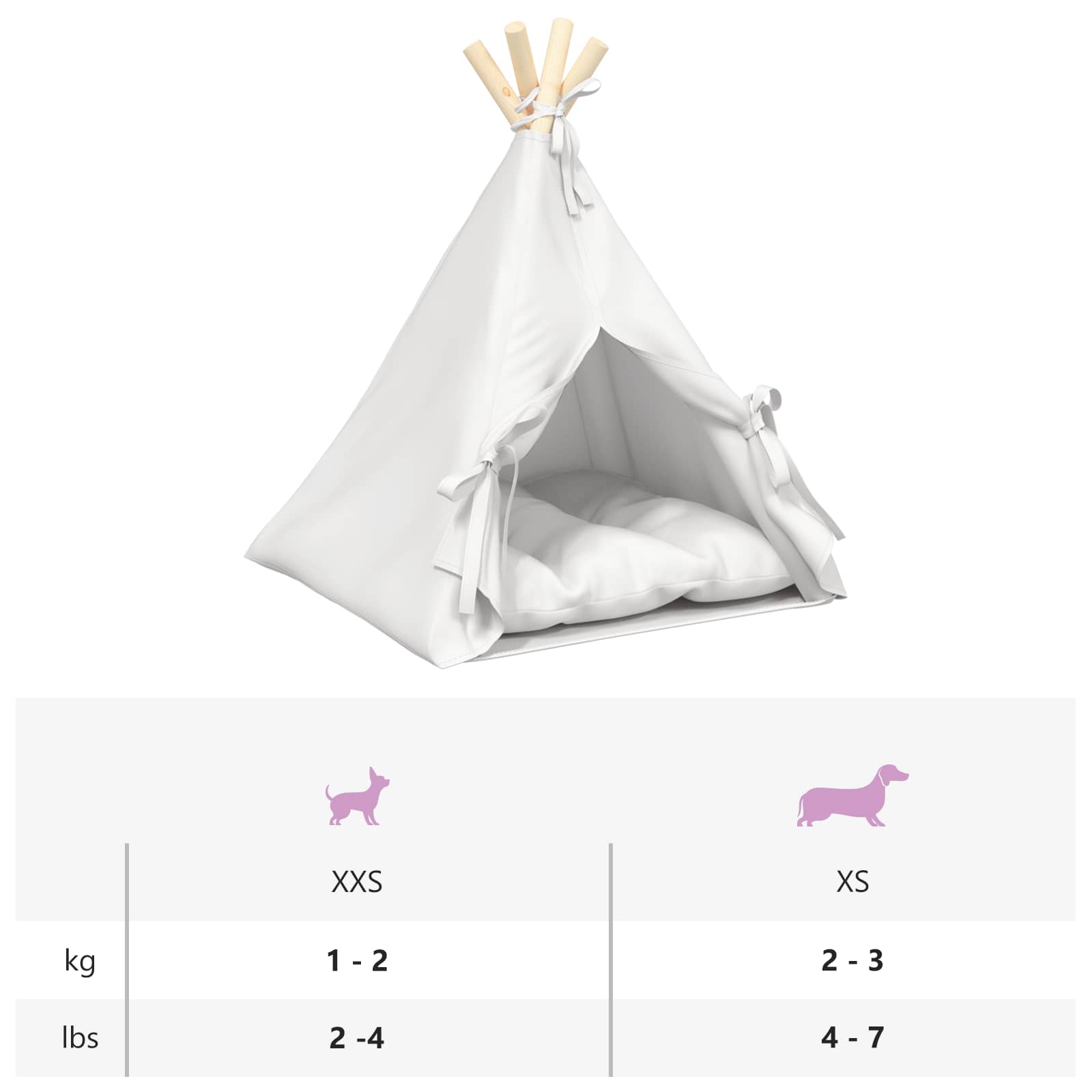 Pet teepee s polštářem Bílá 40 x 40 x 50 cm Polyester