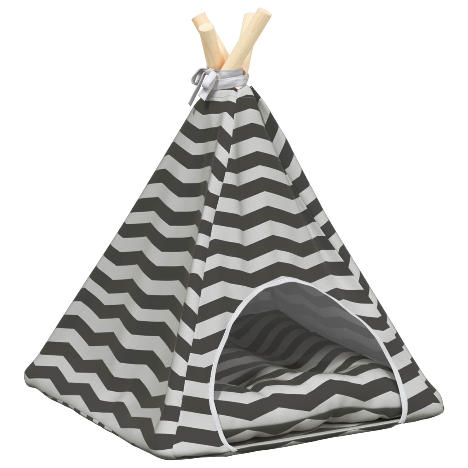 Pet teepee s polštářem Bílá a šedá 40 x 40 x 50 cm Polyester