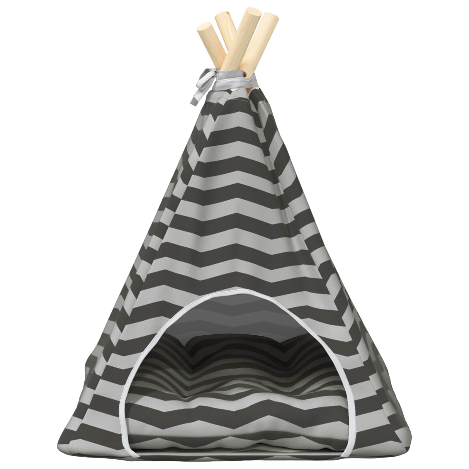 Pet teepee s polštářem Bílá a šedá 40 x 40 x 50 cm Polyester