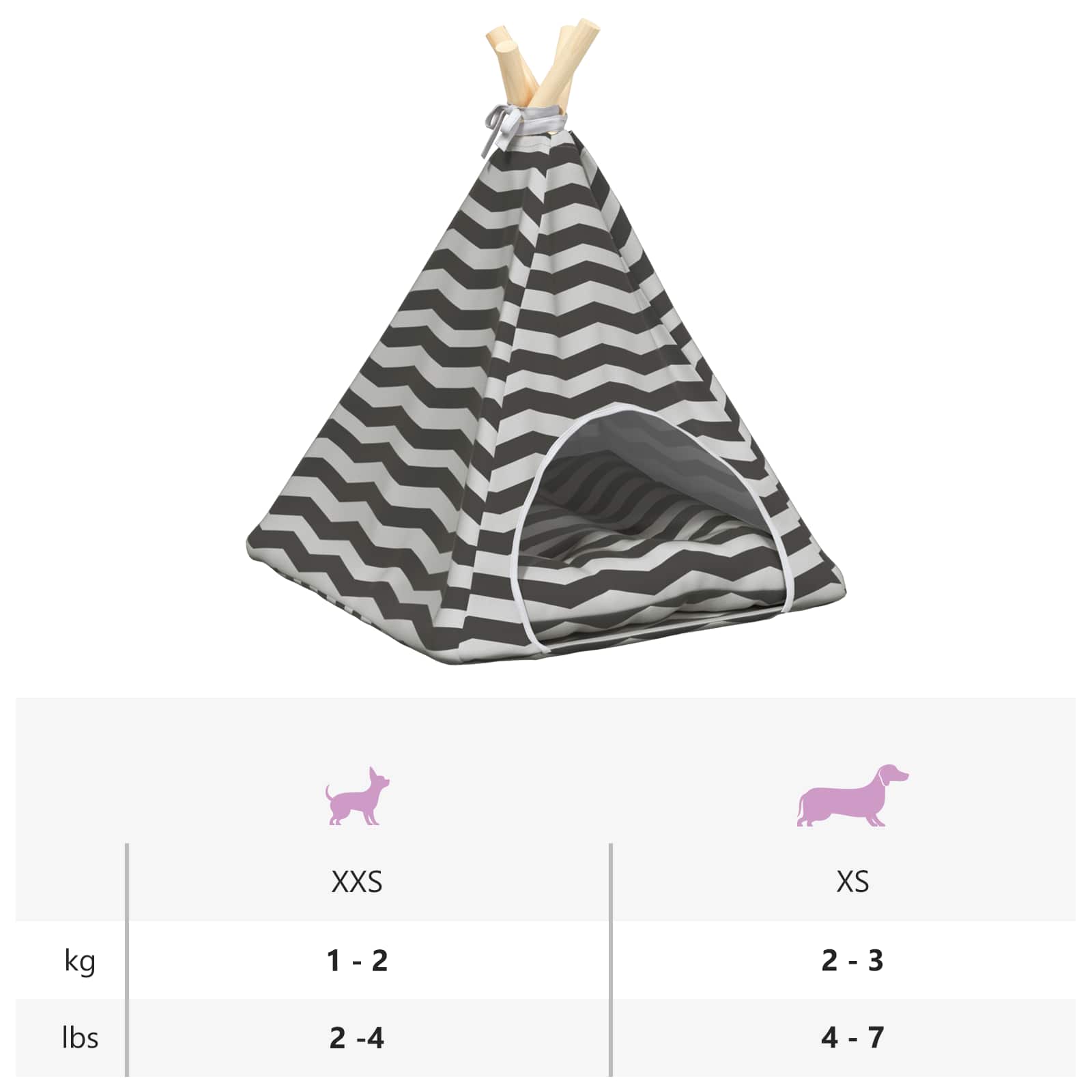 Pet teepee s polštářem Bílá a šedá 40 x 40 x 50 cm Polyester