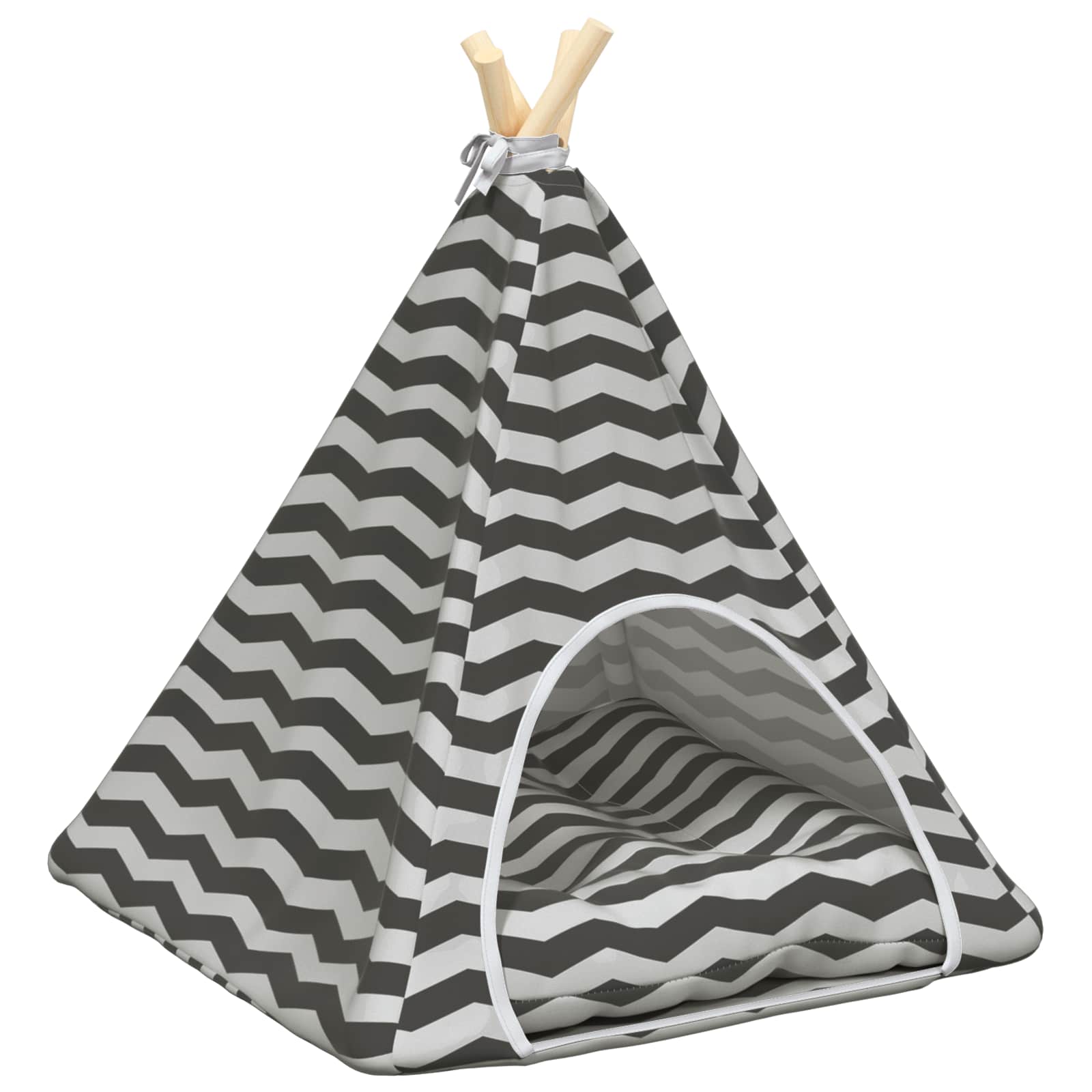 Pet teepee s polštářem Bílá a šedá 50 x 50 x 60 cm Polyester