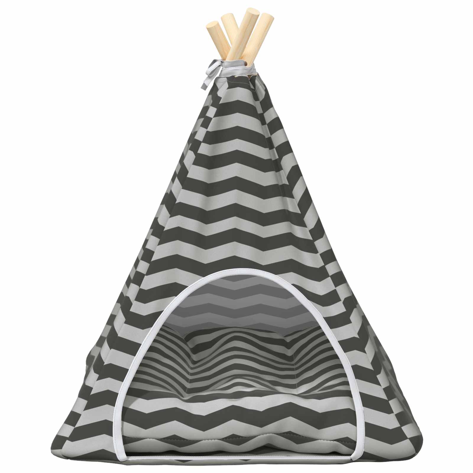 Pet teepee s polštářem Bílá a šedá 50 x 50 x 60 cm Polyester